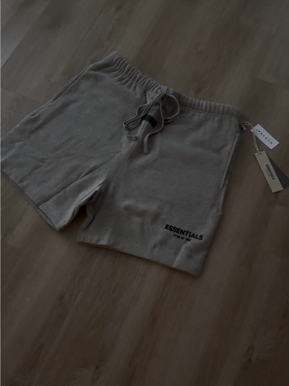 Essentials Men's Dark Oatmeal Elastic-Waist Drawstring Shorts